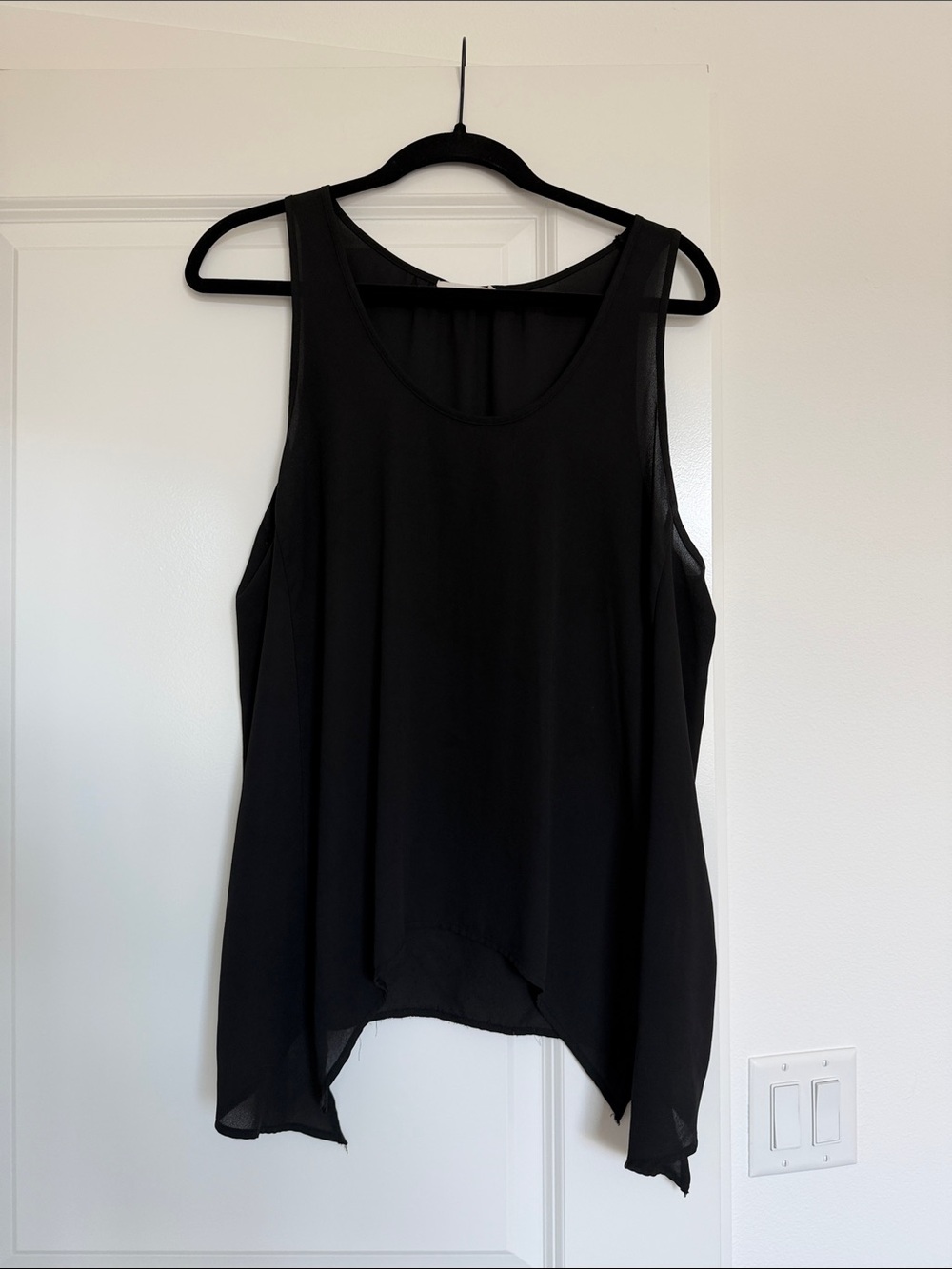 Lush Black Sleeveless Chiffon Overlay Camisole
